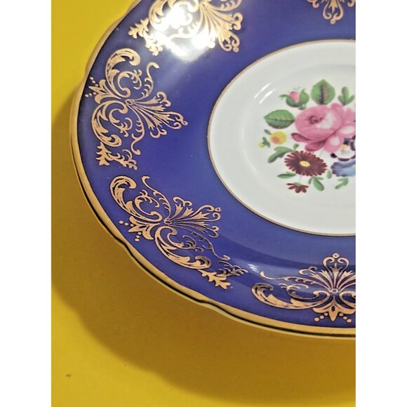 Vintage Paragon Bone China Cobalt Wide Mouth Teacup and Saucer Floral England - Picture 8 of 12